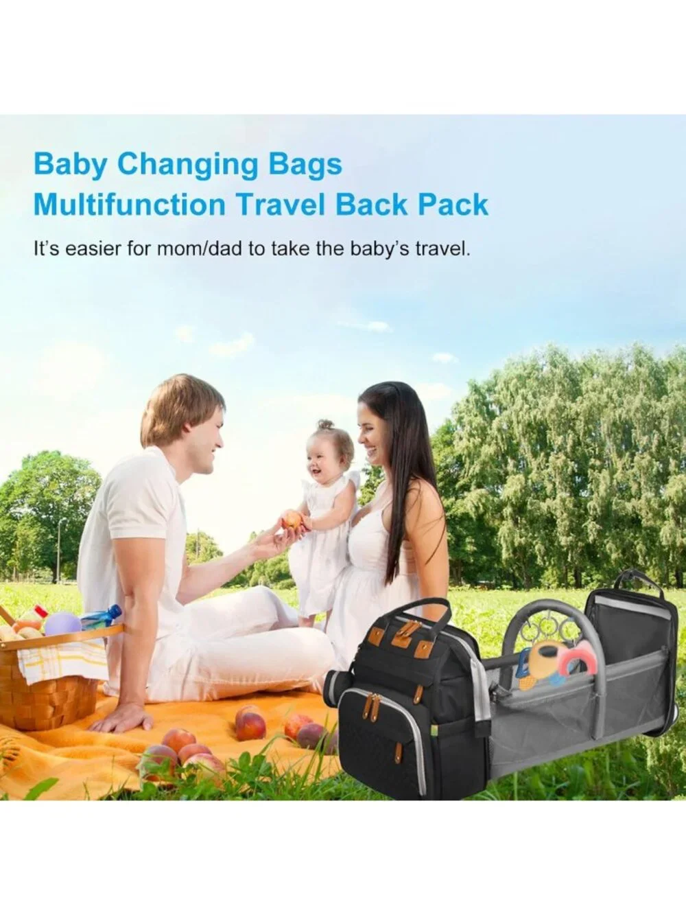 Stylish Waterproof Baby Diaper Bag Backpack with Changing Station & USB Port